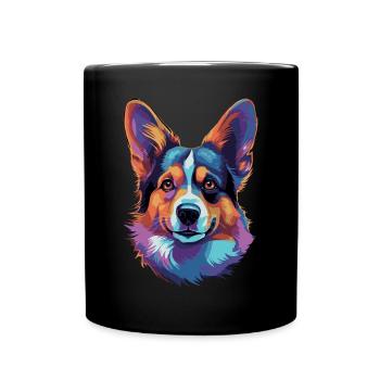 Welsh Corgi Colorful - Tasse einfarbig - Schwarz - Vorne