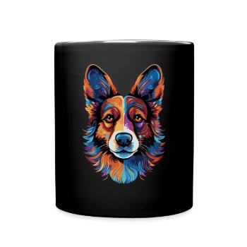 Welsh Corgi Colorful - Tasse einfarbig - Schwarz - Vorne