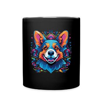 Welsh Corgi Colorful - Tasse einfarbig - Schwarz - Vorne