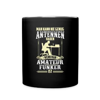 Amateurfunker genug Antennen Hobbyfunker - Tasse einfarbig - Schwarz - Vorne