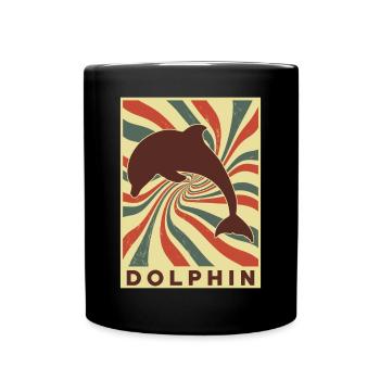 Delphin Retro Vintage - Tasse einfarbig - Schwarz - Vorne