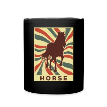 Pferd Retro Vintage - Tasse einfarbig - Schwarz - Vorne