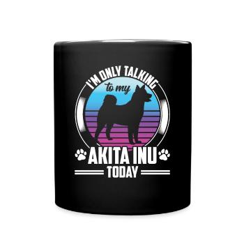 Parlez uniquement à Akita Inu Akita Inu japonais - Mug uni - noir - Devant
