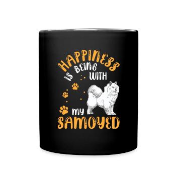 Samojede macht mich glücklich Samojedenspitz - Tasse einfarbig - Schwarz - Vorne