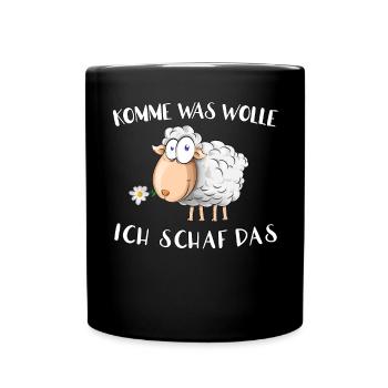 Komme was Wolle - ich Schaf das - Tasse einfarbig - Schwarz - Vorne