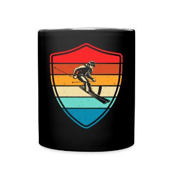 Ski Skifahren Skifahrer - Tasse einfarbig - Schwarz - Vorne