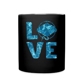 Manta Ray Love Mantarochen Liebhaber Stachelrochen - Tasse einfarbig - Schwarz - Vorne