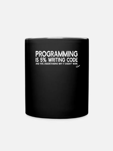 Programming is 5% writing code - Funny Programming - Full Colour Mug - black
