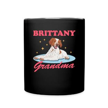 Brittany Granny Spaniel Breton Dog Gift - Full Colour Mug - black - Front