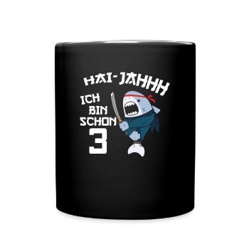 3. Geburtstag Ninja 3 Jahre Ninja Hai Kostüm - Tasse einfarbig - Schwarz - Vorne