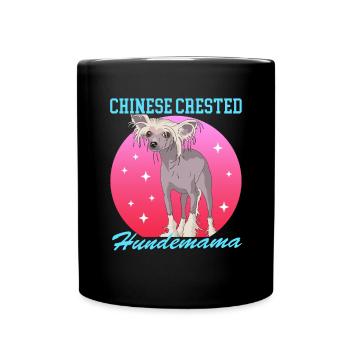 Chinese Crested Hundemama | Schopfhund Geschenk - Tasse einfarbig - Schwarz - Vorne