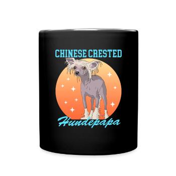 Chinese Crested Hundepapa | Schopfhund Geschenk - Tasse einfarbig - Schwarz - Vorne