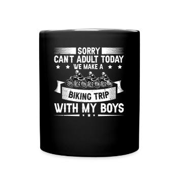 Biking Trip With My Boys Biker - Full Colour Mug - black - Front