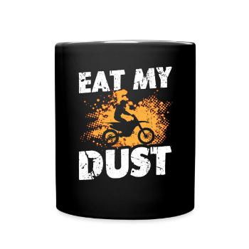 Drôle de dire Mange ma moto hors route de poussière - Mug uni - noir - Devant