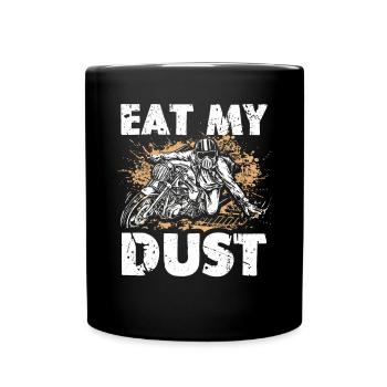 Drôle de dire Mange ma moto hors route de poussière - Mug uni - noir - Devant