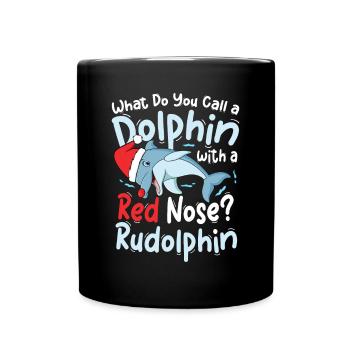 Dolphin With A Rd Nose Rudolphin - Tasse einfarbig - Schwarz - Vorne