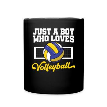 Just A Boy Who Loves Volleyball Player Men Blocker - Full Colour Mug - black - Front