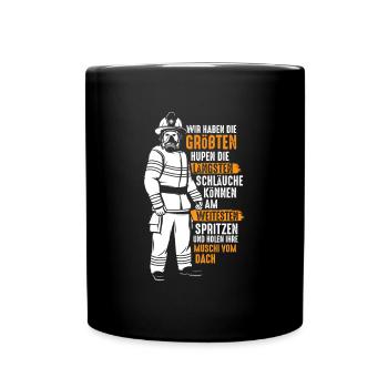 Feuerwehr große Hupen Lange Schläuche - Tasse einfarbig - Schwarz - Vorne