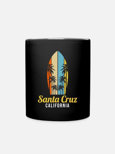 California Surfing Santa Cruz - Full Colour Mug - black