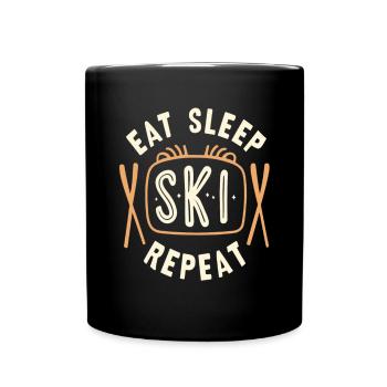 Eat Sleep Ski Repeat - Full Colour Mug - black - Front