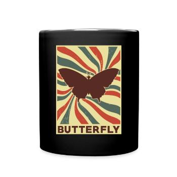 Butterfly Retro Vintage - Full Colour Mug - black - Front