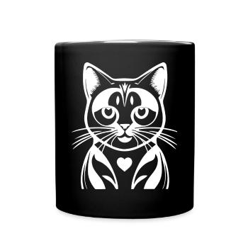 Funny Cat Silhouette Cheeky Fun Cats - Full Colour Mug - black - Front