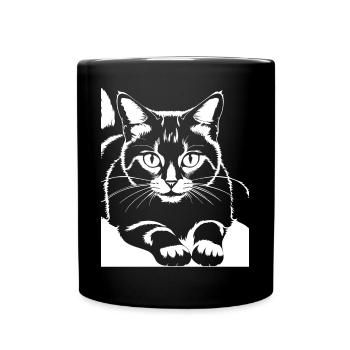 Funny Cat Silhouette Cheeky Fun Cats - Full Colour Mug - black - Front