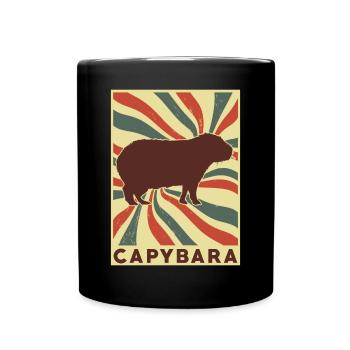 Capybara Retro Vintage - Tasse einfarbig - Schwarz - Vorne