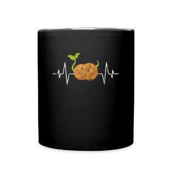Kartoffel Herzschlag - Tasse einfarbig - Schwarz - Vorne