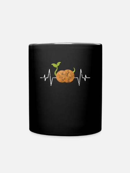 Kartoffel Herzschlag - Tasse einfarbig - Schwarz