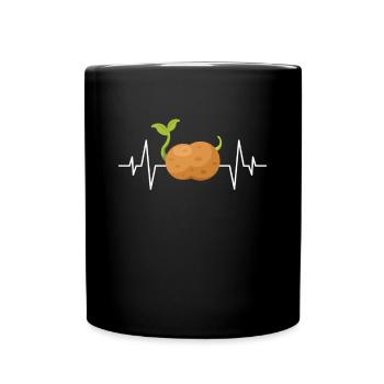 Kartoffel Herzschlag - Tasse einfarbig - Schwarz - Vorne