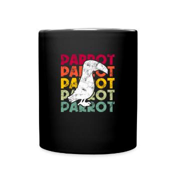 Papagei Retro - Tasse einfarbig - Schwarz - Vorne