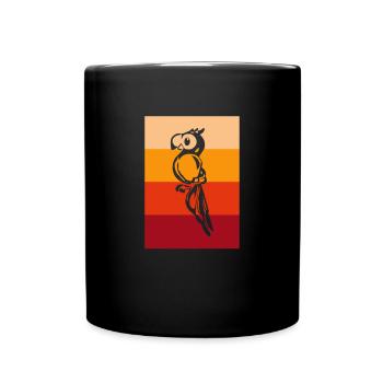 Papagei Retro - Tasse einfarbig - Schwarz - Vorne