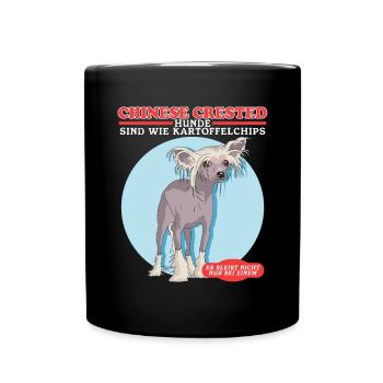 Chinese Crested Chinesischer Schopfhund Geschenk - Tasse einfarbig - Schwarz - Vorne