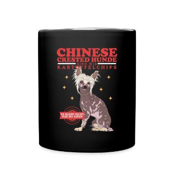 Chinesischer Schopfhund Chinese Crested Geschenk - Tasse einfarbig - Schwarz - Vorne