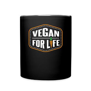Vegan For Life Plant-Based Vegan Vegans Veganism - Full Colour Mug - black - Front