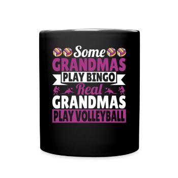 Real Grandmas Play Volleyball Player Grandmother W - Full Colour Mug - black - Front