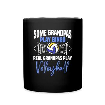 Grandpas Play Volleyball Grandfather Old Guy Spike - Full Colour Mug - black - Front