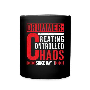 Schlagzeuger Schlagzeug Geschenk - Tasse einfarbig - Schwarz - Vorne