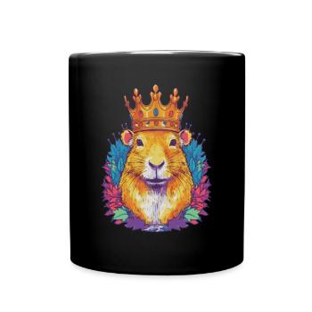 Capybara avec capybara couronne - Mug uni - noir - Devant