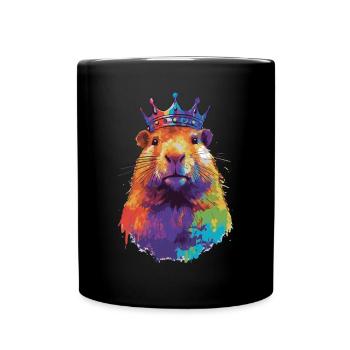 Capybara avec capybara couronne - Mug uni - noir - Devant