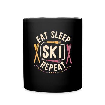 Eat Sleep Ski Repeat - Full Colour Mug - black - Front