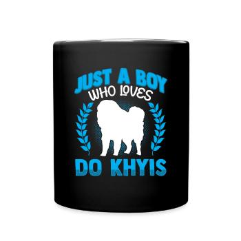 Boy Loving Do Khyi Tibetan Mastiff - Full Colour Mug - black - Front