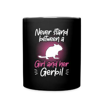 Fille et son rongeur gerbille Gerbille - Mug uni - noir - Devant