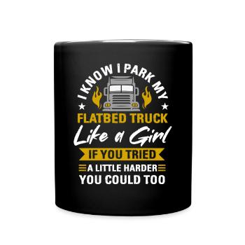 Camion Machine à plateau Véhicule cargo - Mug uni - noir - Devant