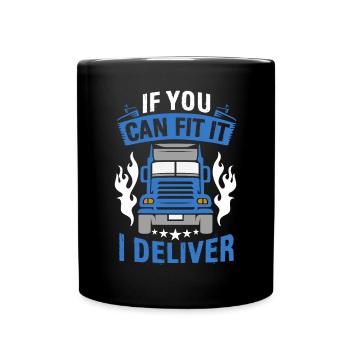 Camion à plateau Machine Cargo Vehicle - Mug uni - noir - Devant