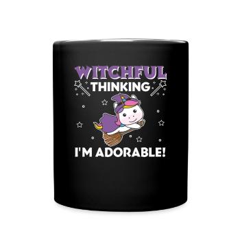 Unicorn Halloween Witch Witches I'm Adorable - Full Colour Mug - black - Front