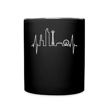 Seattle Skyline Heartbeat USA Fan Heart Pulse Love - Full Colour Mug - black - Front