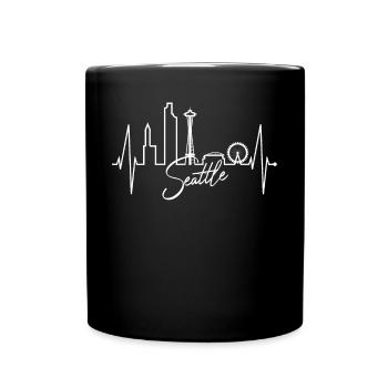 Seattle Skyline Heartbeat USA Fan Heart Pulse Love - Full Colour Mug - black - Front