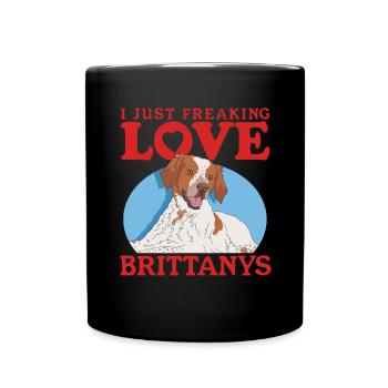 Brittany Spaniel Breton Pointing Dog Gift - Full Colour Mug - black - Front